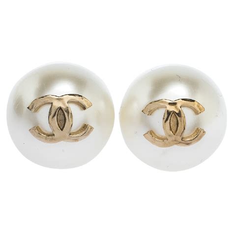 chanel pearl earrings stud|pre owned Chanel earrings.